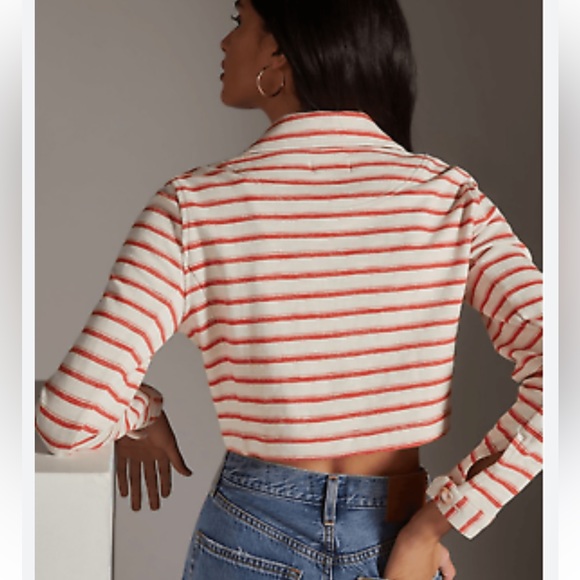 Anthro Maeve Striped Crop Jacket NWT - Picture 4 of 9